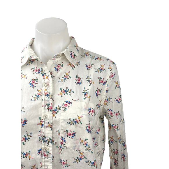 Gap Women's White Floral Print Cotton Long Sleeve Button Down Shirt Top Size XS - Picture 2 of 6